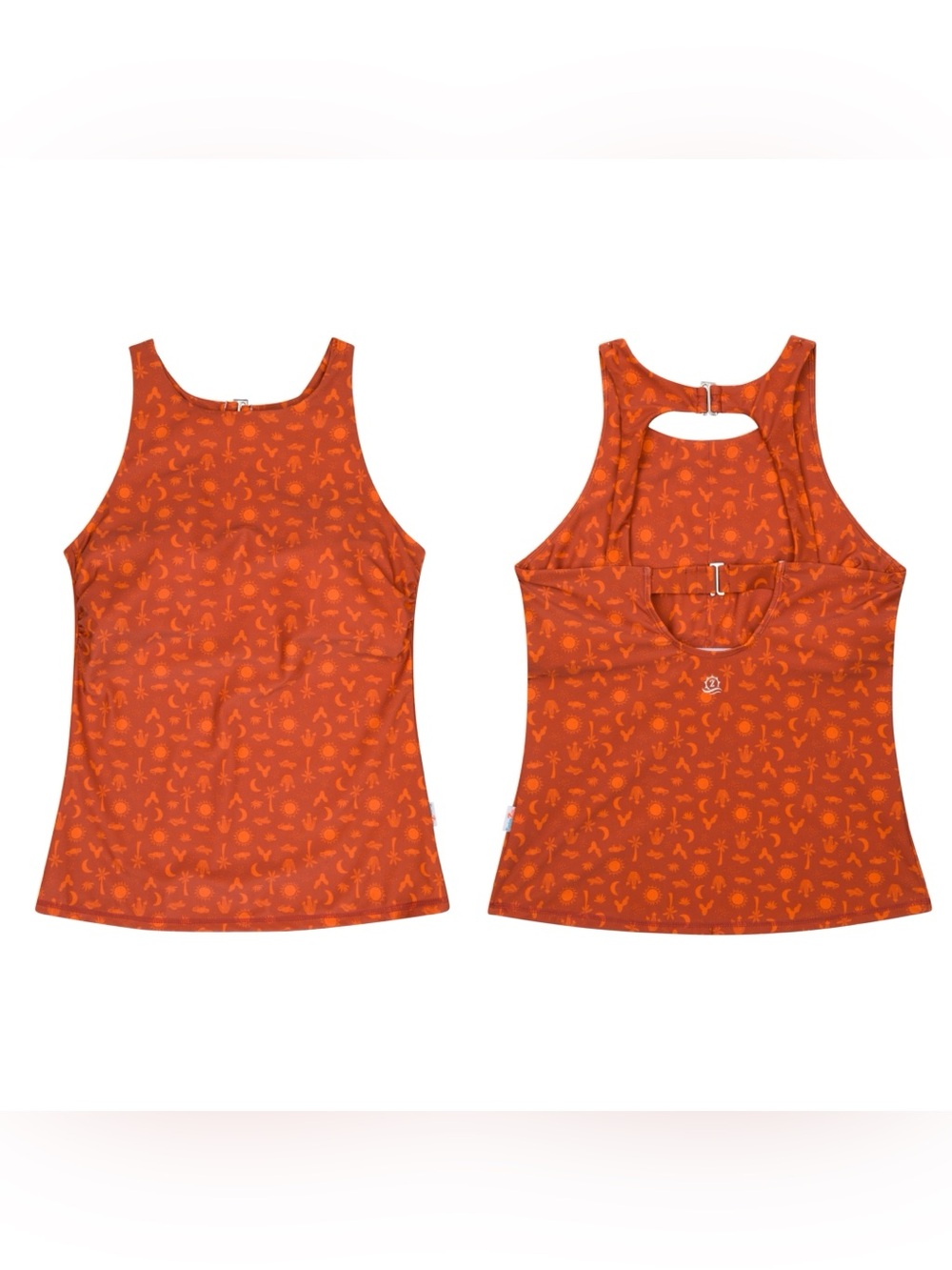 NWT Swimzip High Neck Fitted Tankini Top in Desert Orange Size Medium